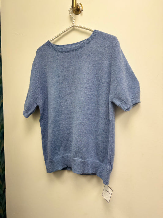 DMB Mottled Blue Short Sleeve Cashmere Blend Knit