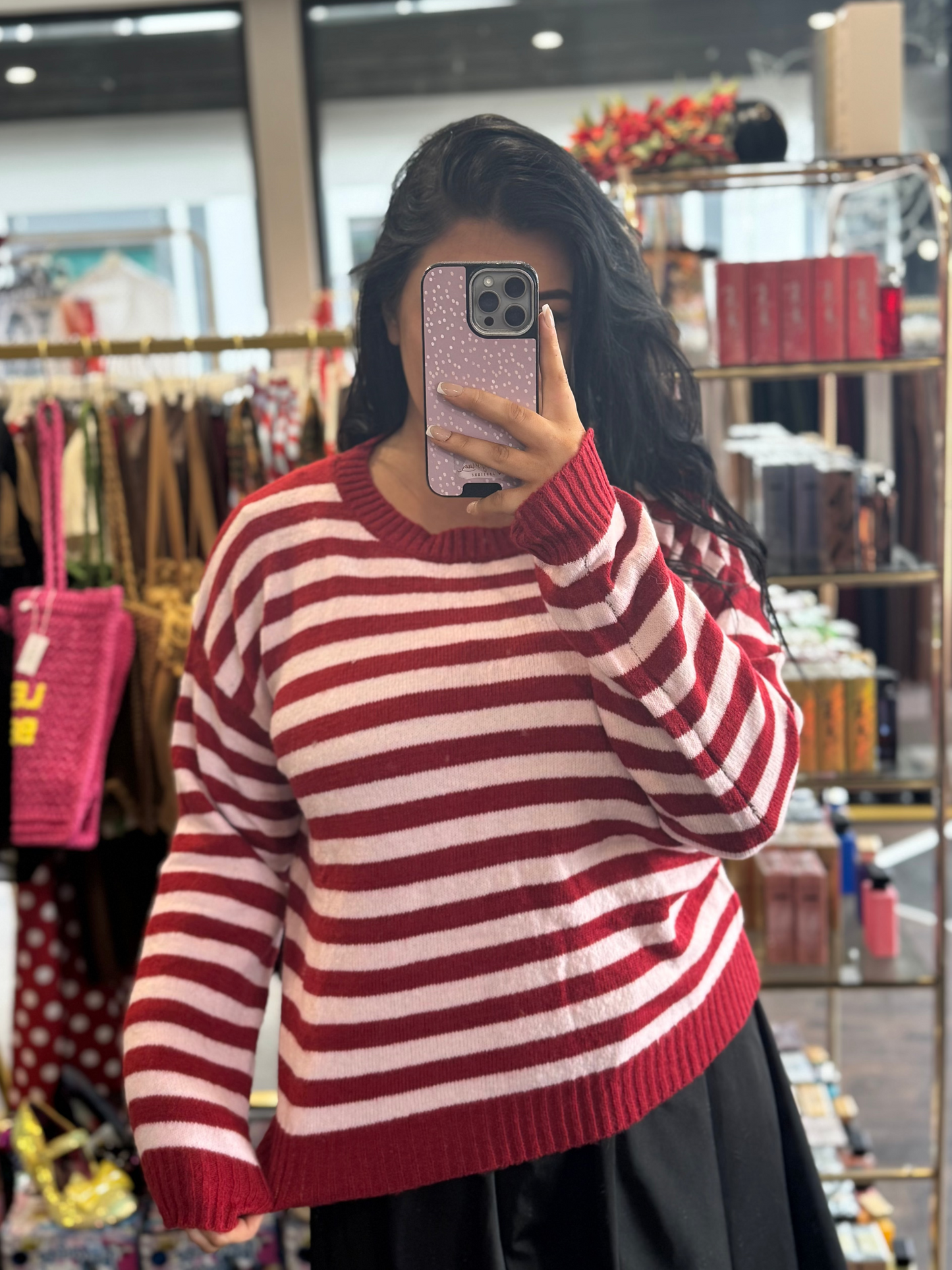 DMB Red / Pink Slouchy Knit Jumper