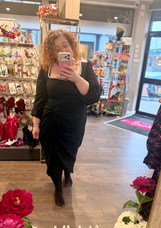 DMB Black Pearl Ruched Midi Dress