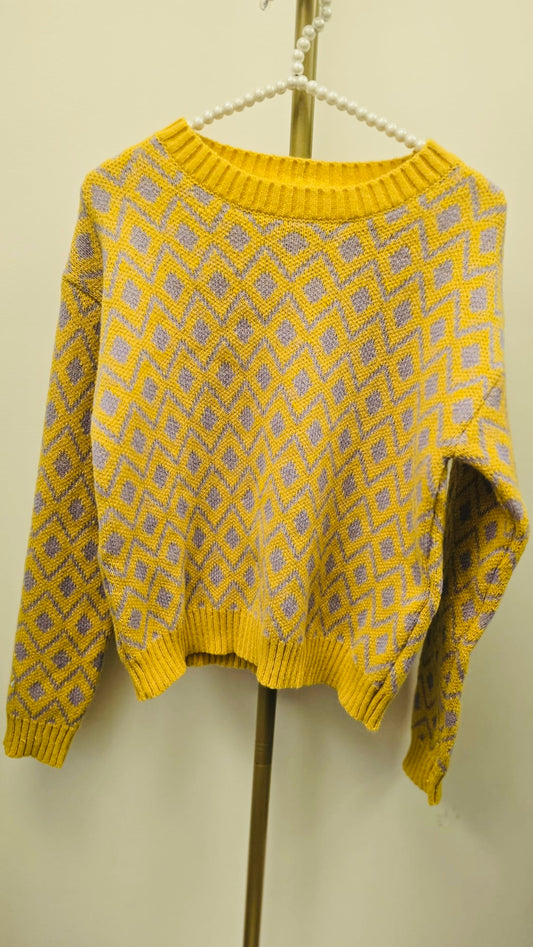 DMB Mustard Textured Gold Button Cardigan