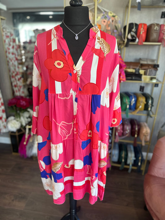 DMB Bright Pink Floral Dress