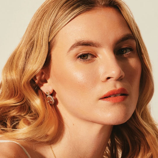 Knight and Day Classic Oval Drop Golden Shadow Earrings T331ECB
