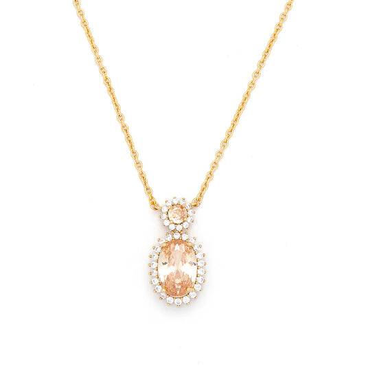 Knight and Day Classic Oval Drop Golden Shadow Necklace T323NCB