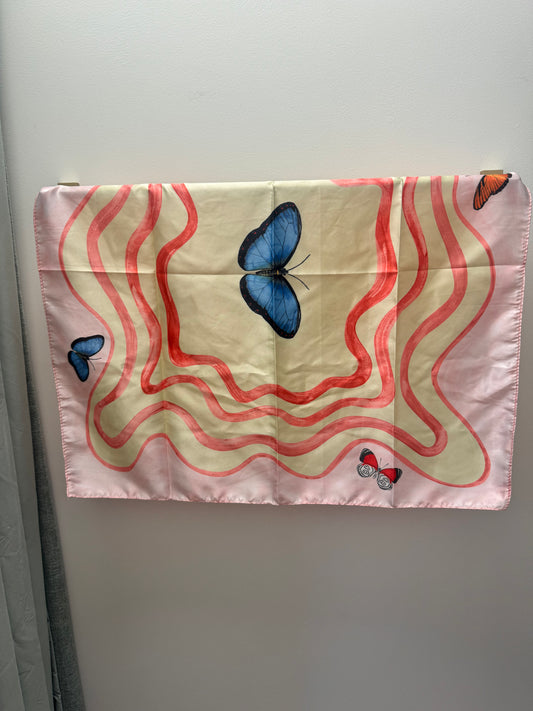 DMB Pink Butterly Square Satin Neck Scarf