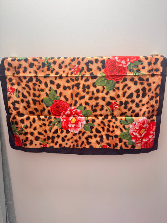 DMB Leopard Rose Square Satin Neck Scarf
