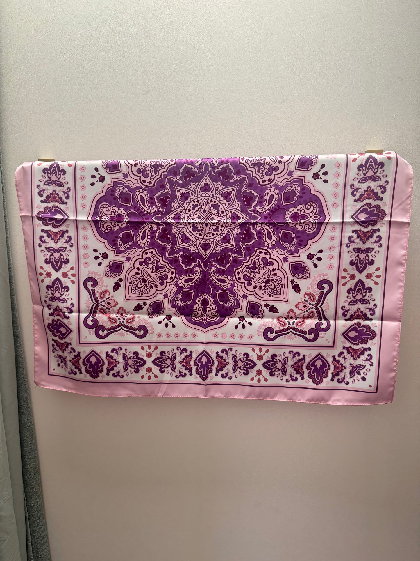 DMB Purple Paisley Square Satin Neck Scarf