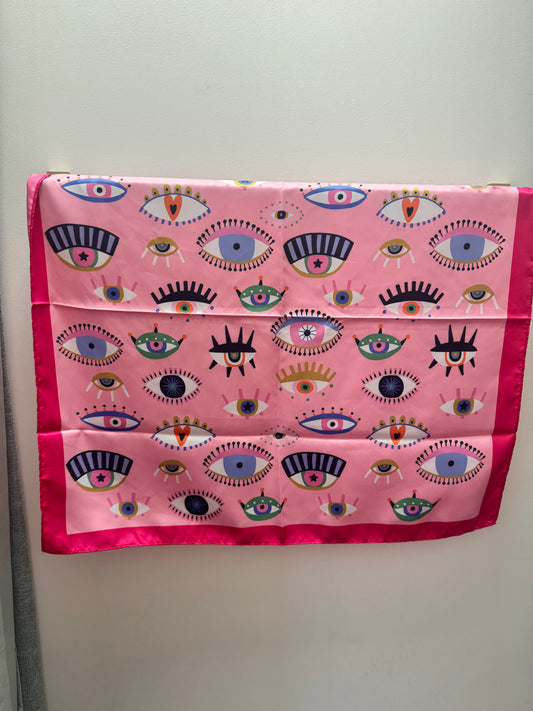 DMB Eye Print Square Satin Neck Scarf