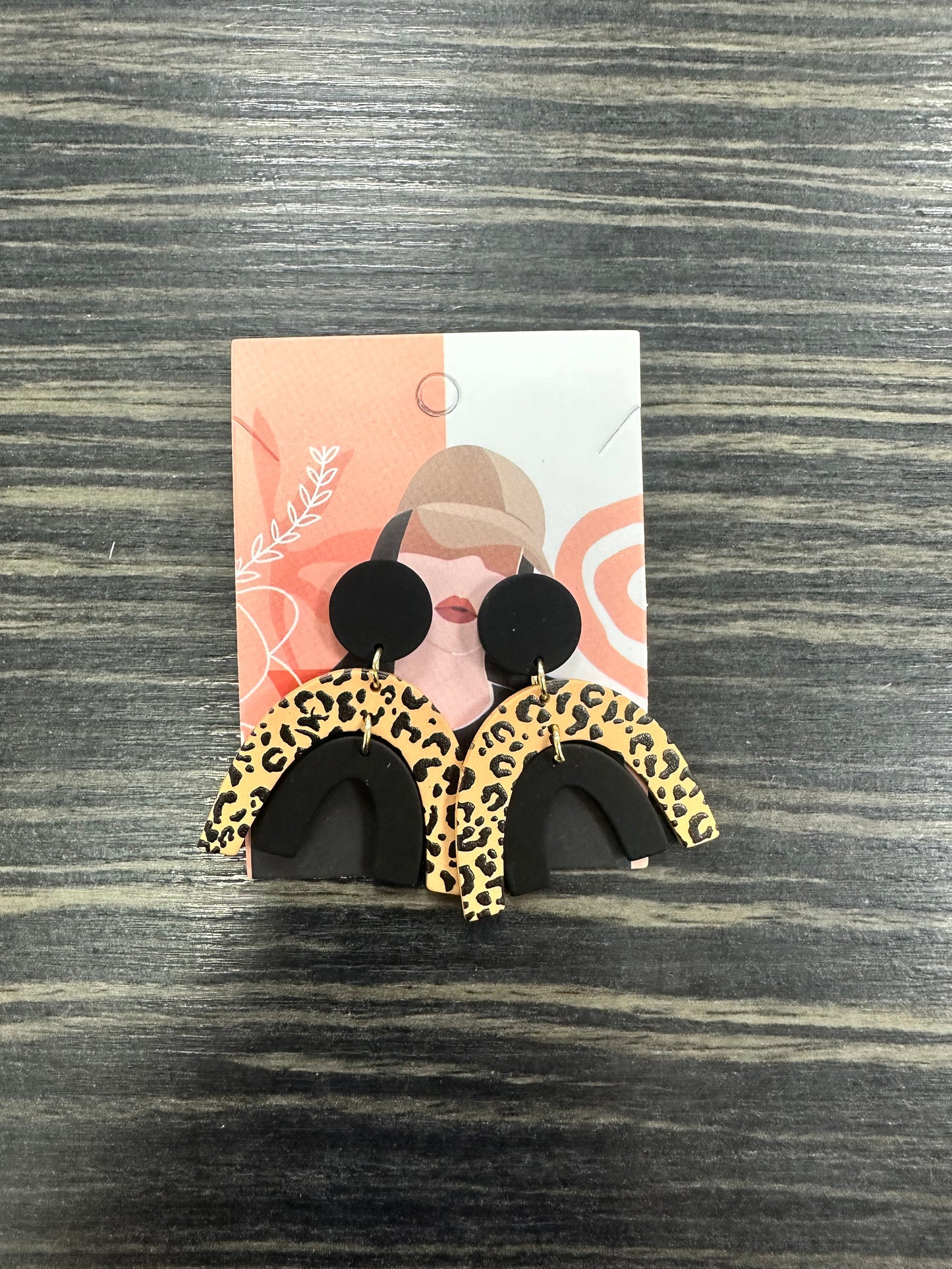 DMB Acrylic Animal Black Print Drop Earrings