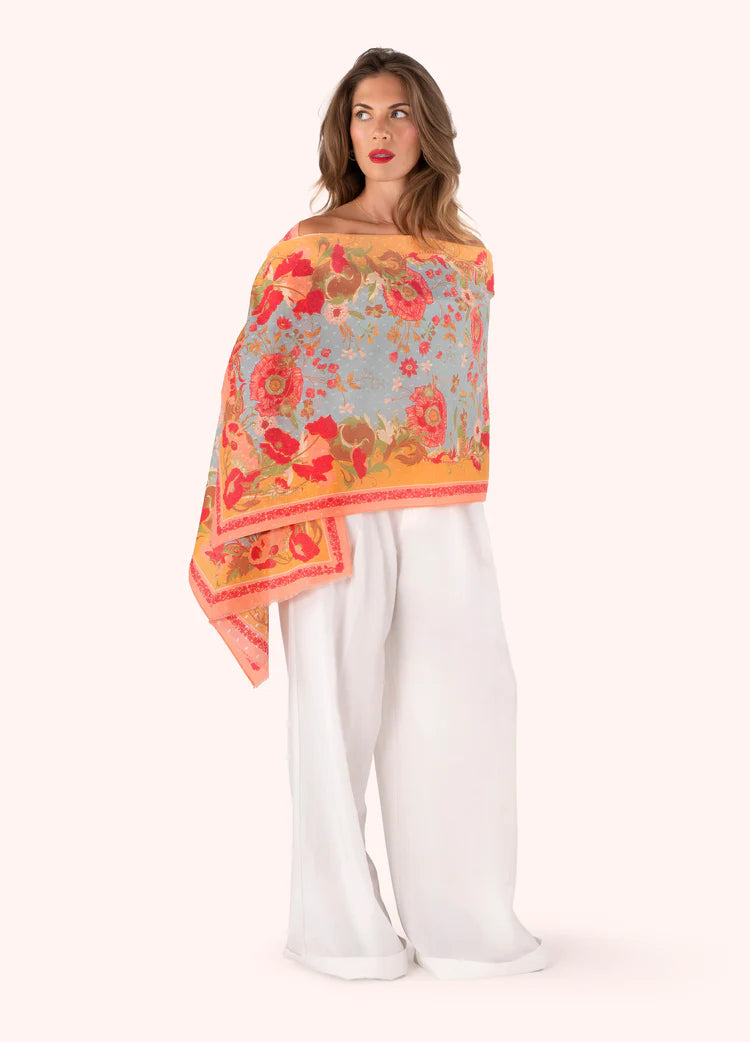 POWDER COTTON SCARF - PAISLEY POPPIES