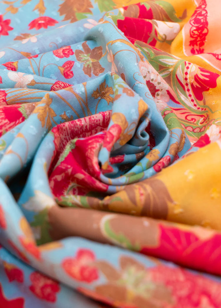 POWDER COTTON SCARF - PAISLEY POPPIES