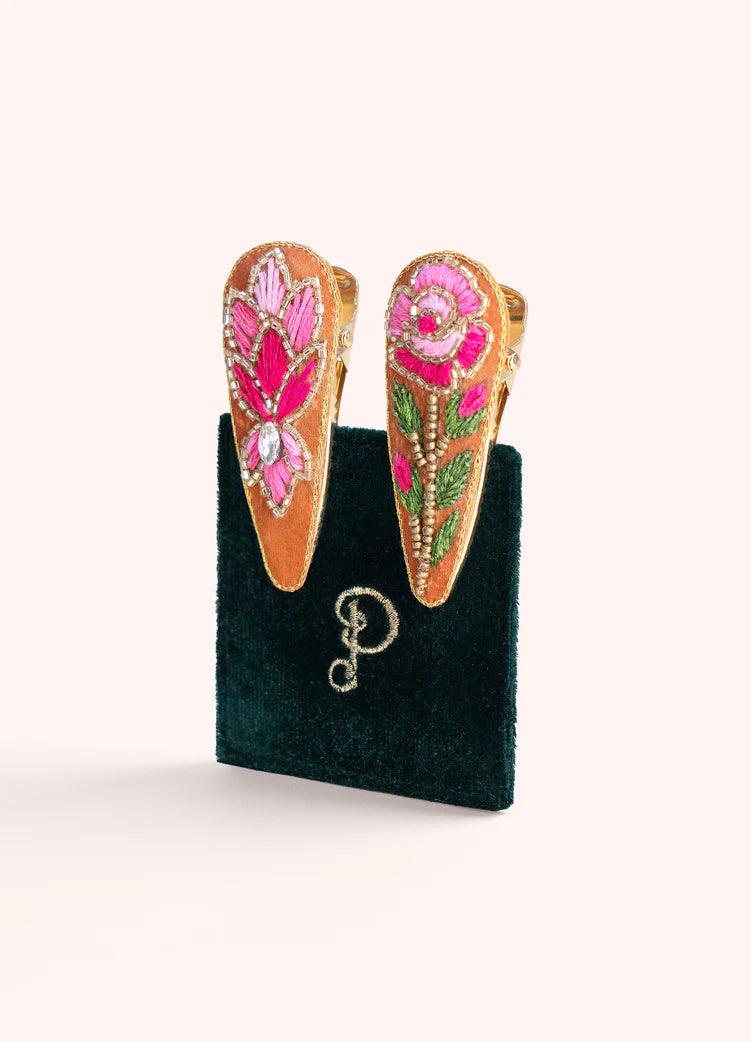 POWDER JEWELLED HAIR CLIPS - SUMMER ROSES