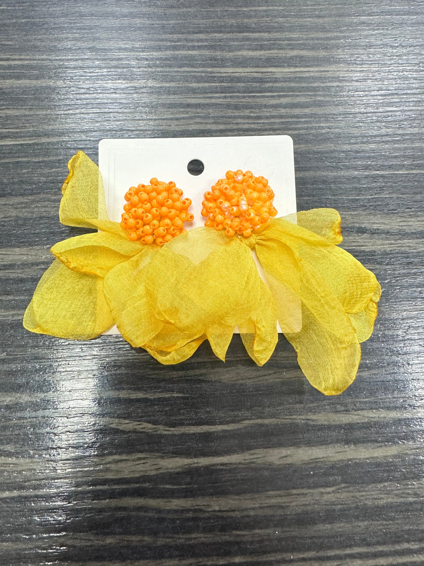 DMB Yellow Fabric Flower Earrings
