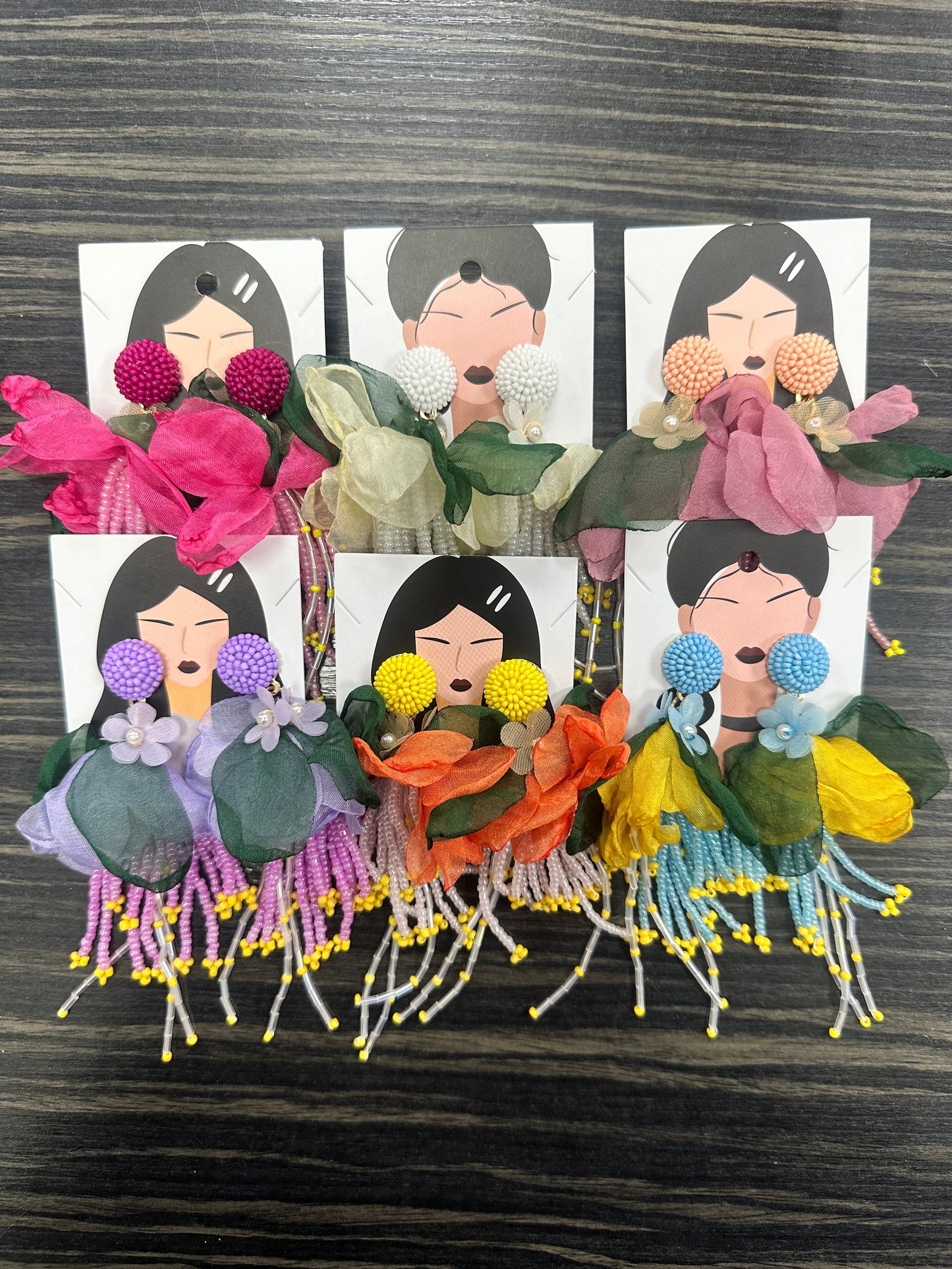 DMB Tassel Bead Flower Earrings