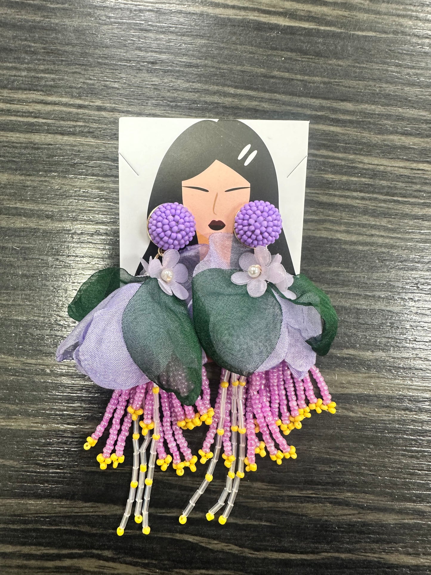 DMB Tassel Bead Flower Earrings