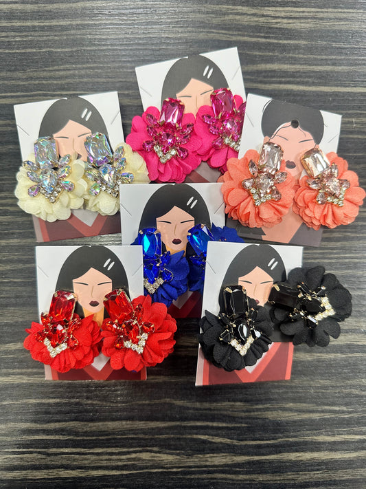 DMB Jewel Embellished Flower Earrings
