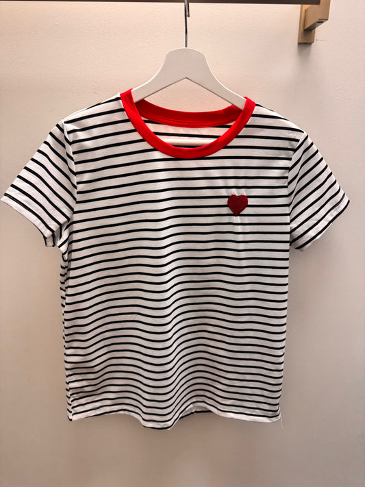 DMB Black & White Heart Striped T-Shirt