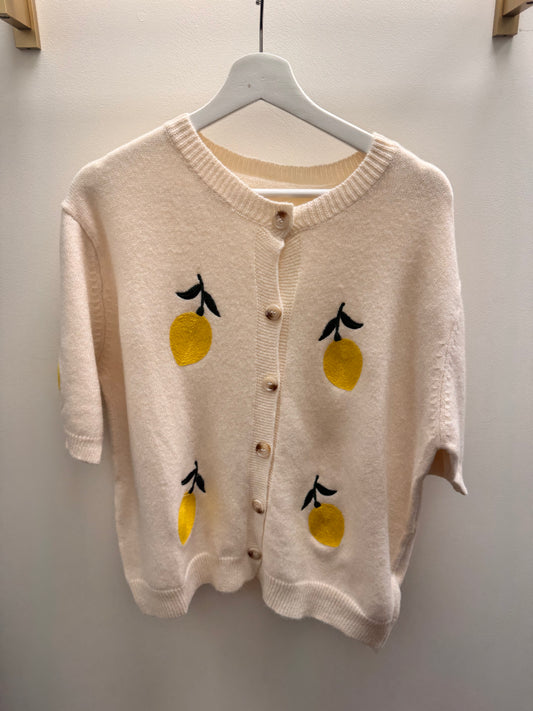 DMB Cream Lemon Short Sleeve Cardigan