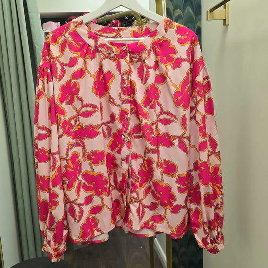 DMB Pink Floral Batwing Blouse