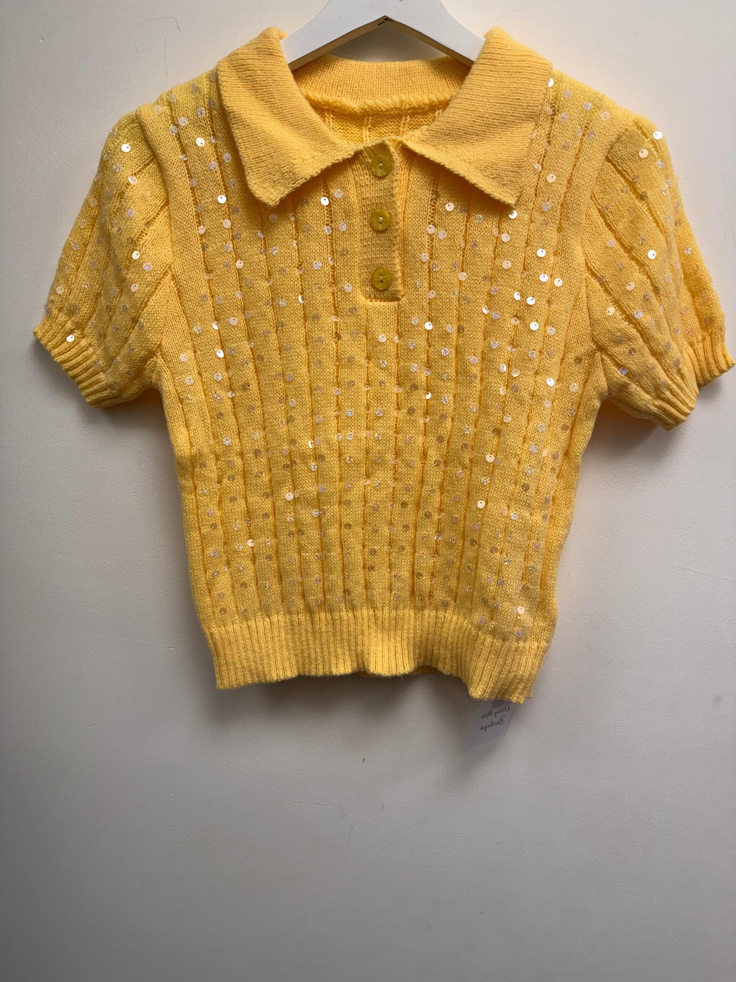 DMB Sequin Collared Yellow Knit