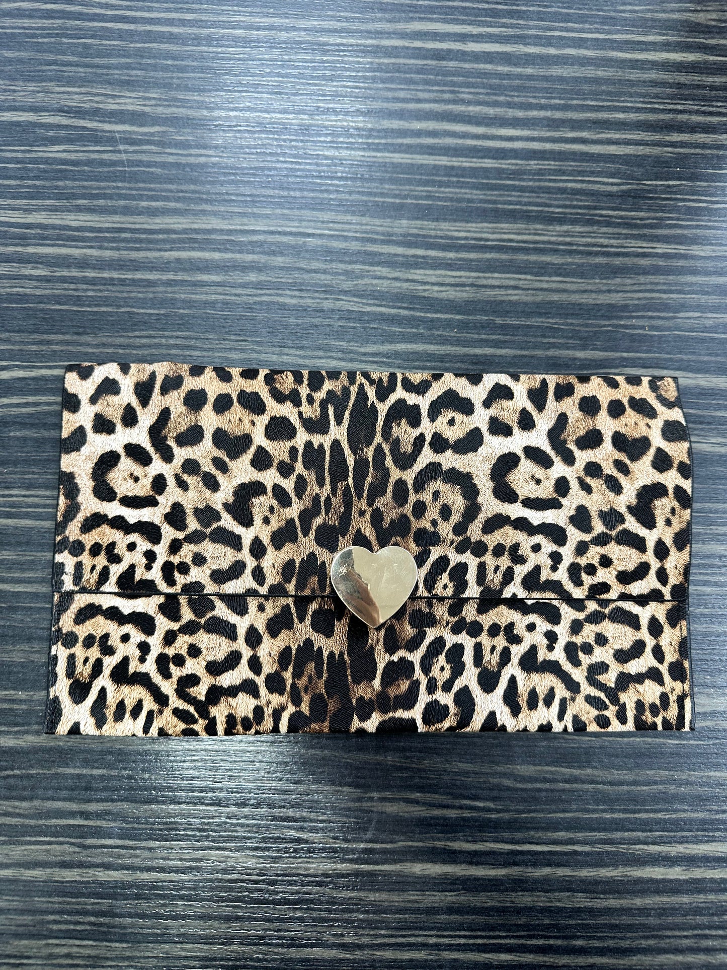 DMB Leopard Heart Clasp Clutch Bag