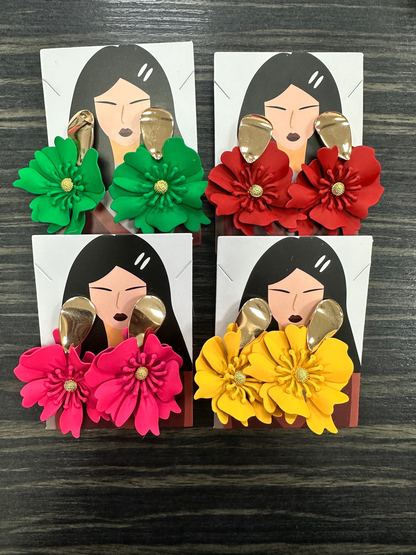 DMB Gold Drop Sculpted Flower Earrings