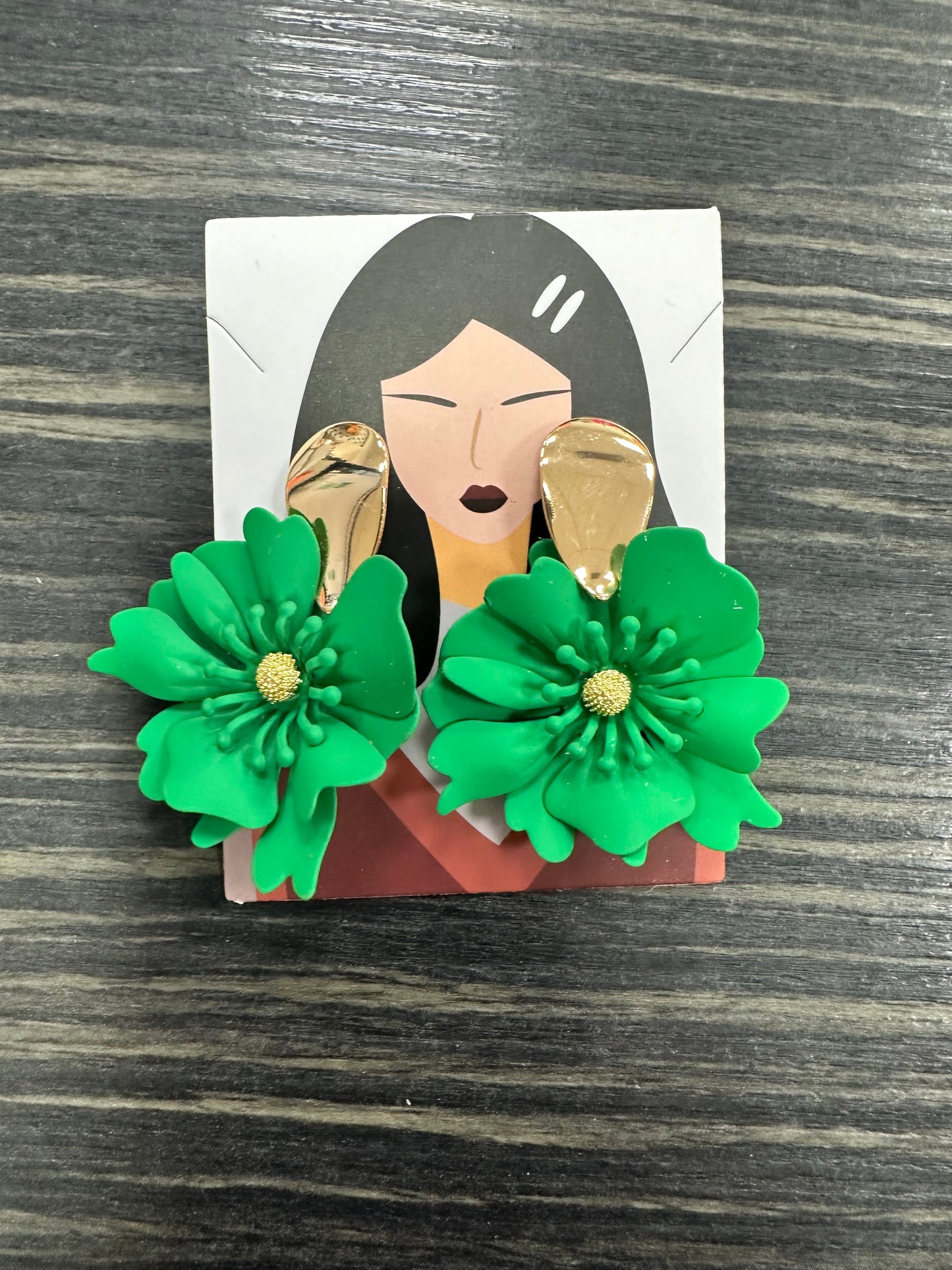 DMB Gold Drop Sculpted Flower Earrings