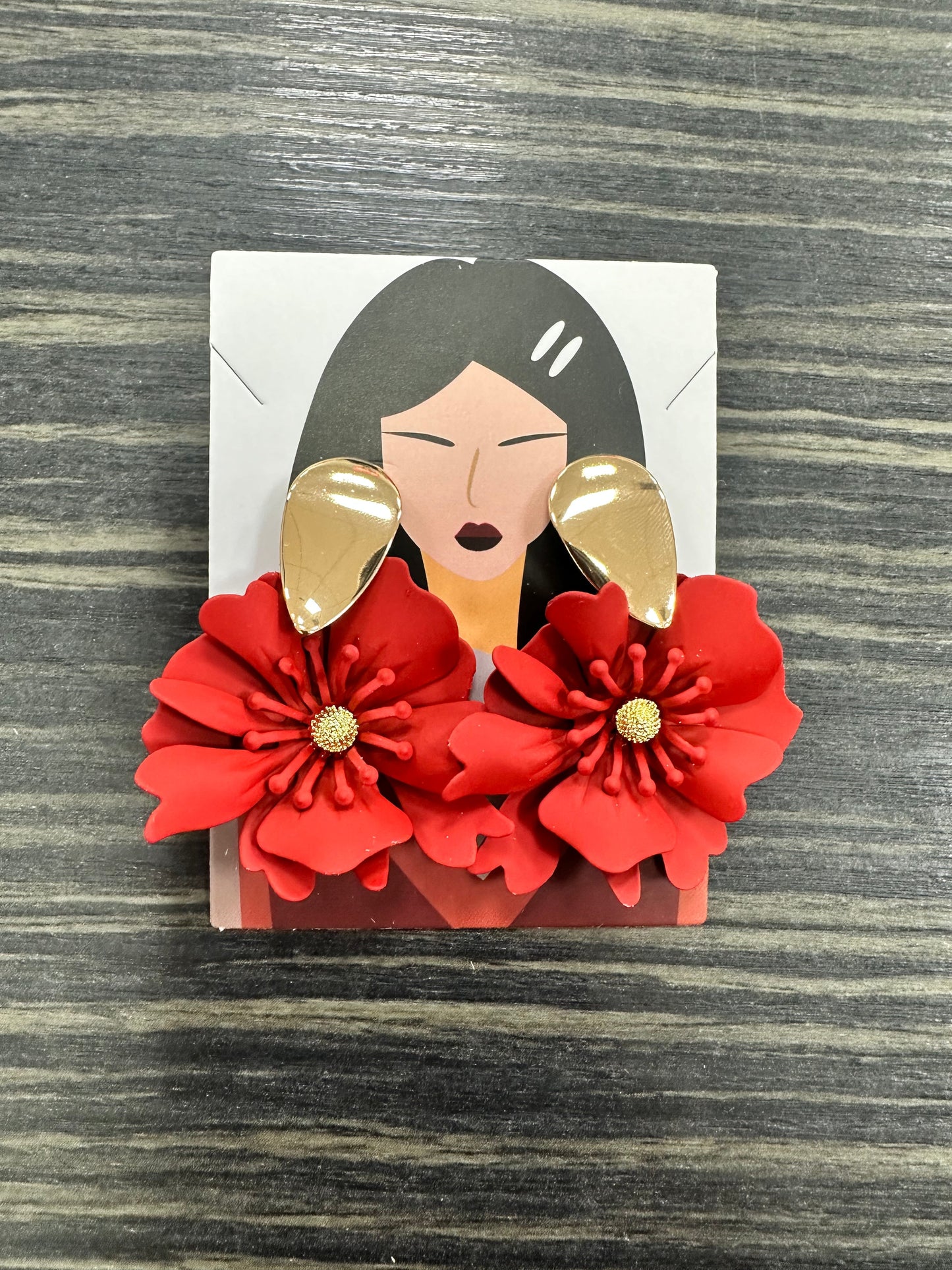 DMB Gold Drop Sculpted Flower Earrings