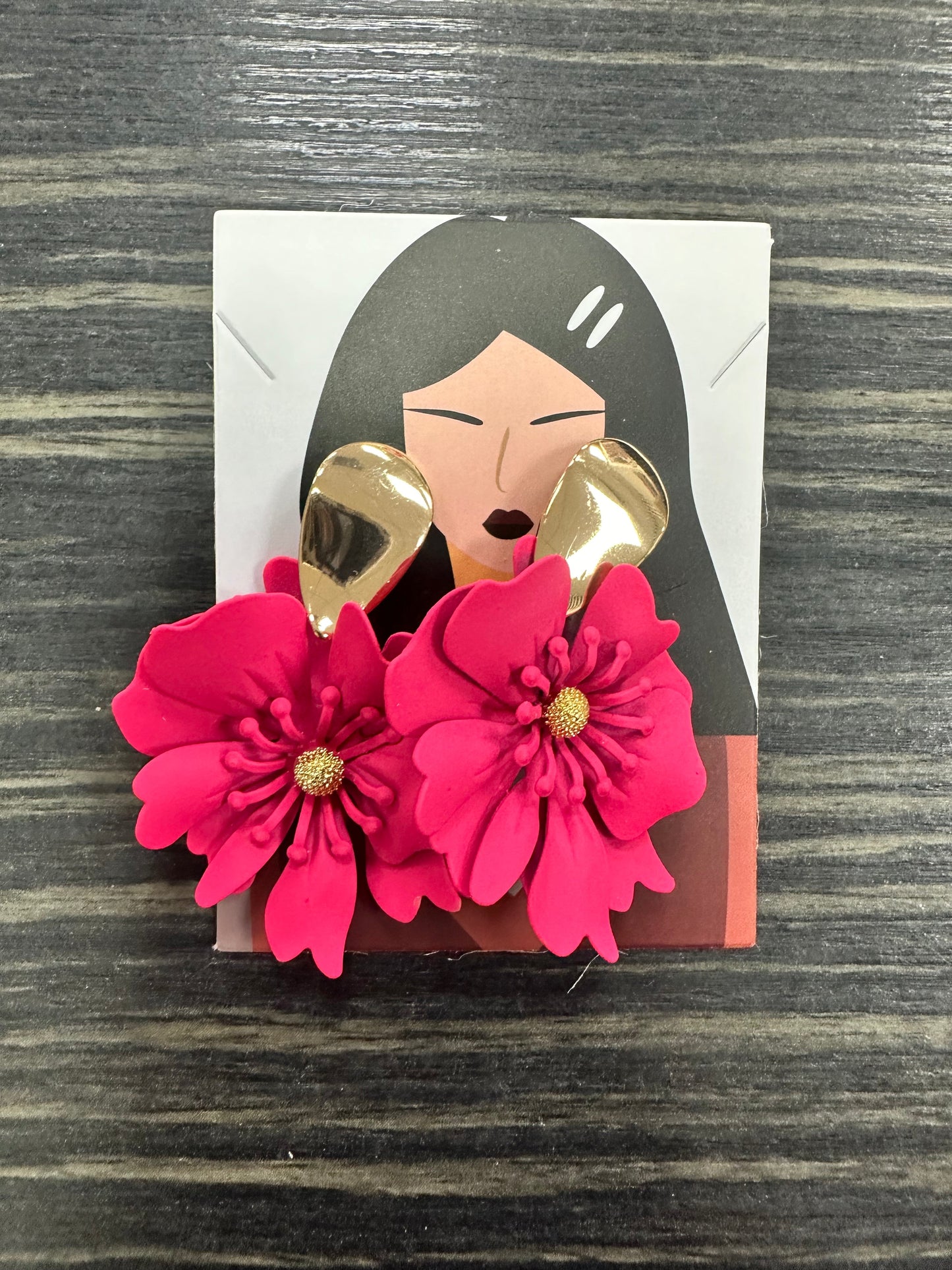 DMB Gold Drop Sculpted Flower Earrings