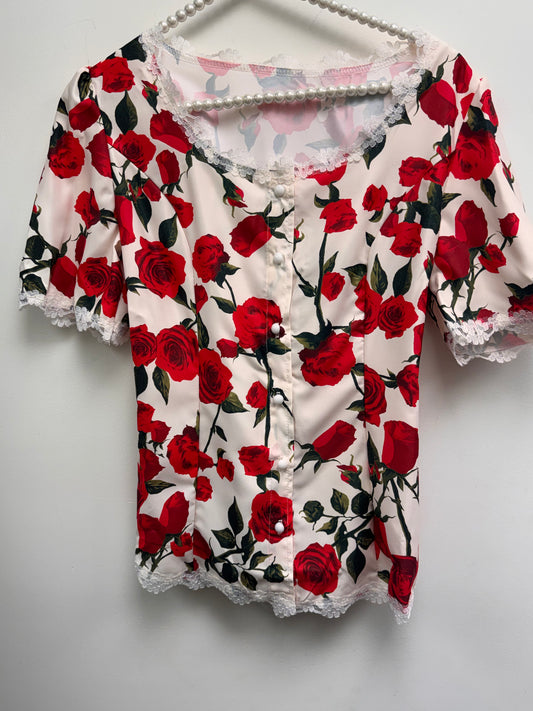 DMB Red Roses Fitted Blouse