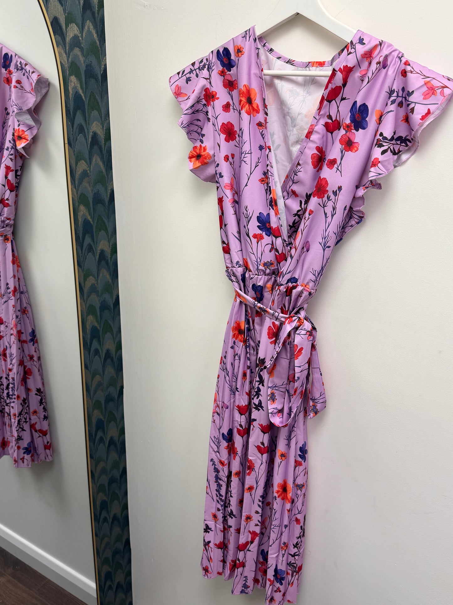 DMB Lilac Floral Pleated Dress