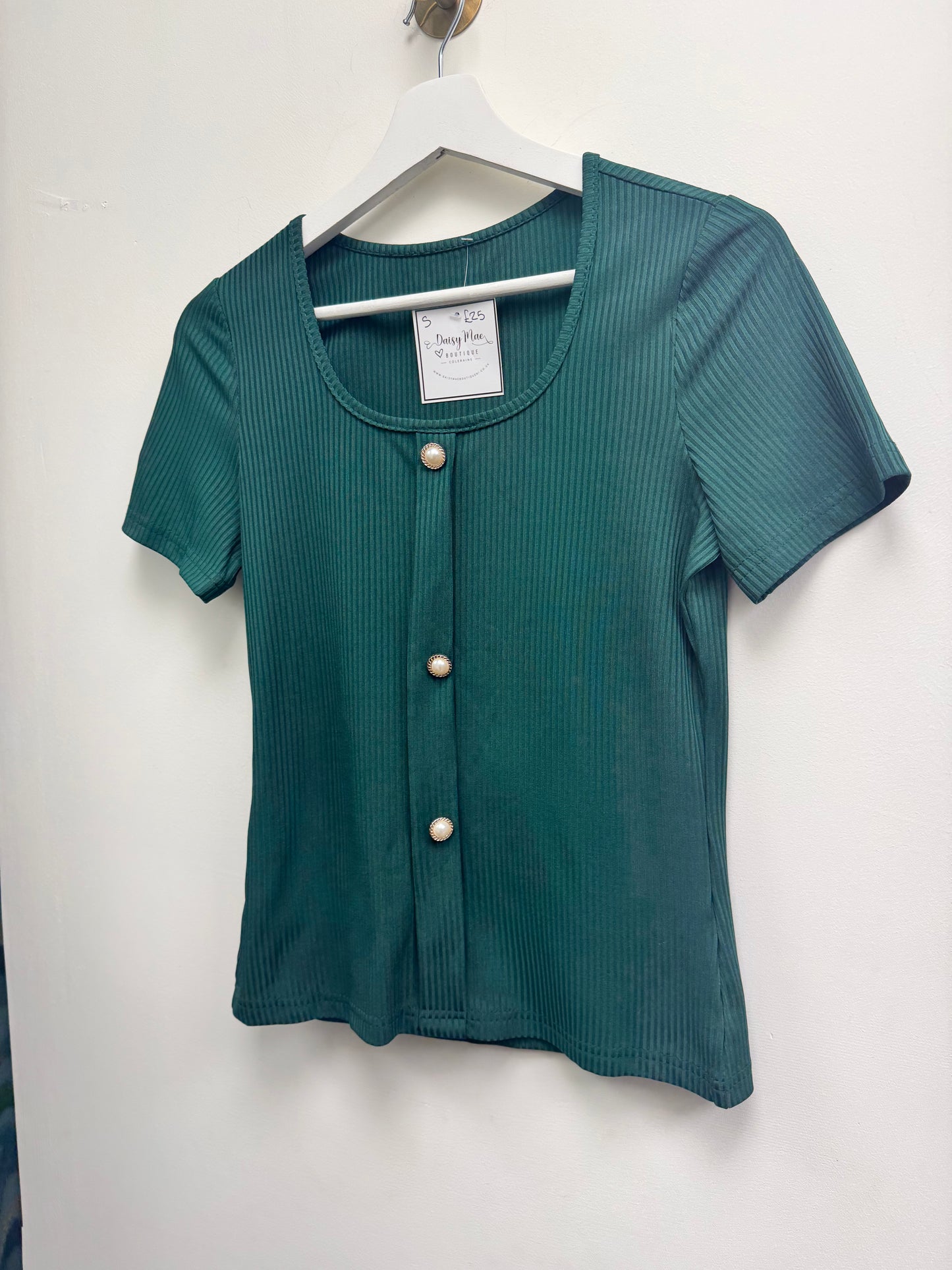 DMB Bottle Green Ribbed Top