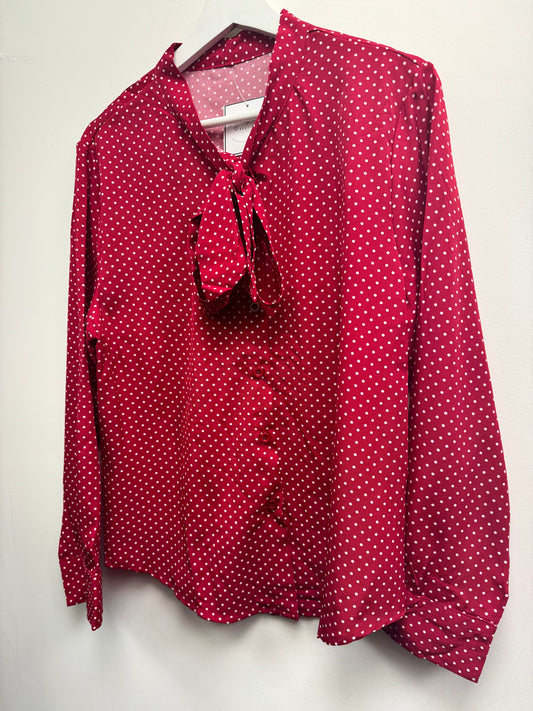 DMB Red Polka Pussy Bow Blouse