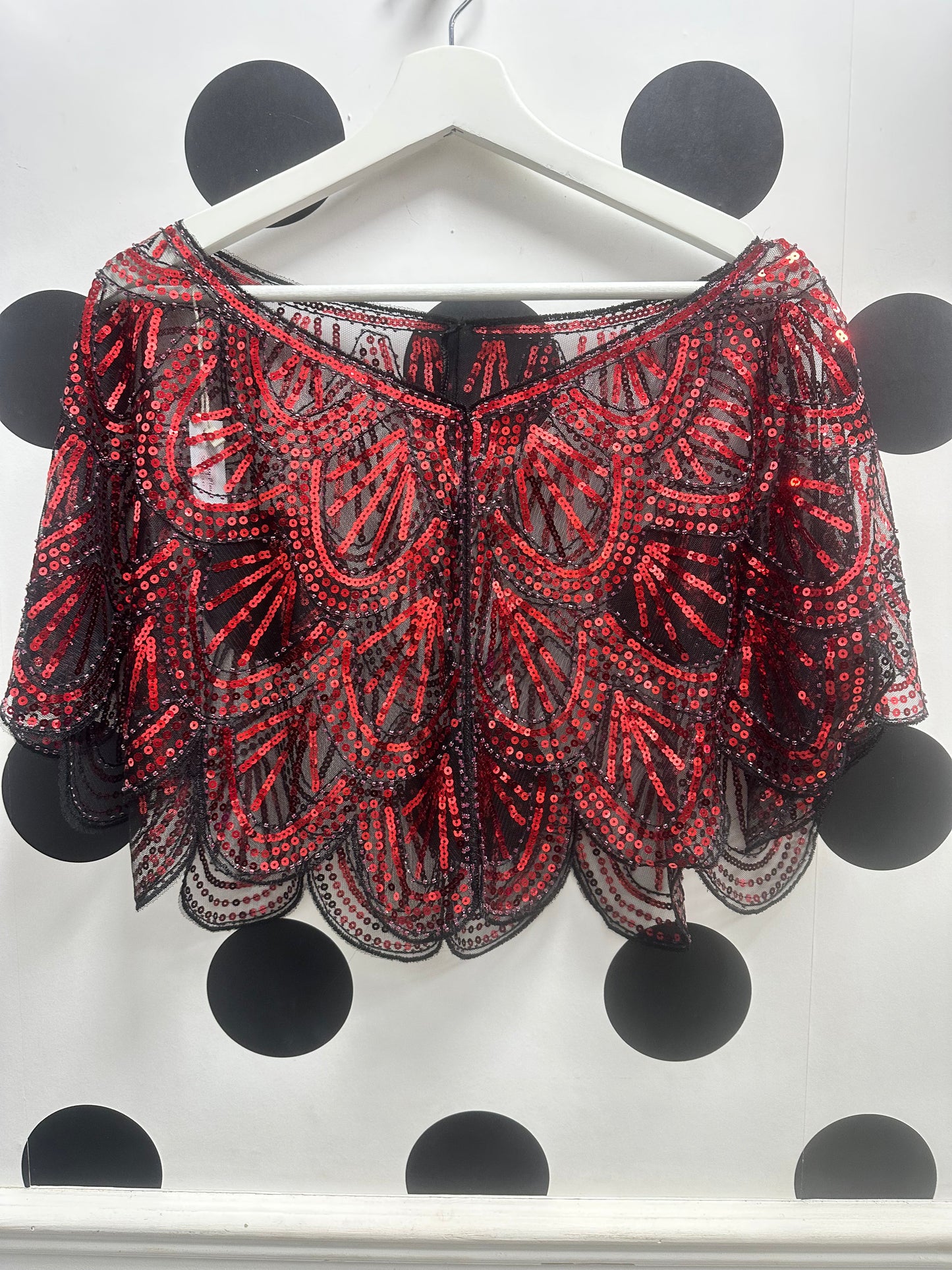 DMB Black/Red Sequin Bolero Cape