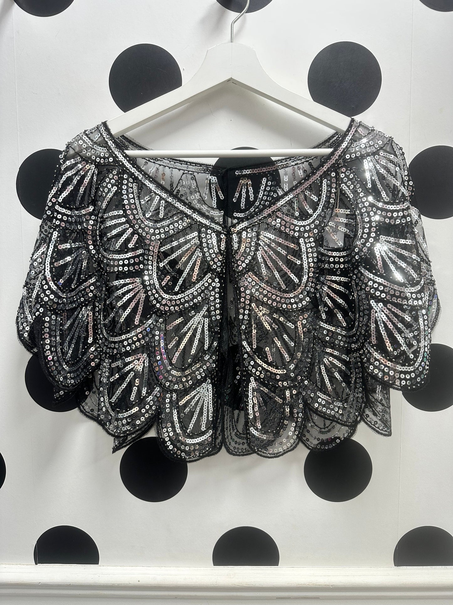 DMB Black/Silver Sequin Bolero Cape