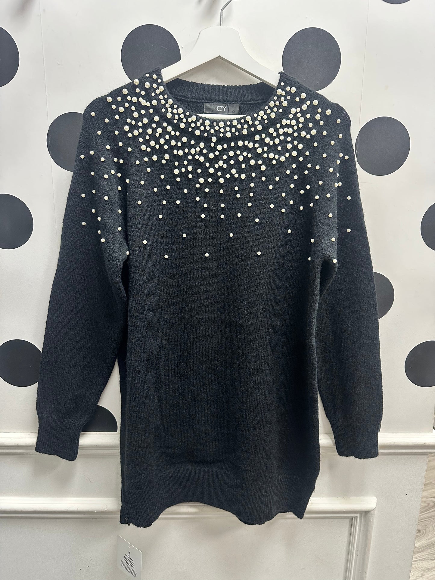 DMB Pearl embellished soft knit jumper in Black