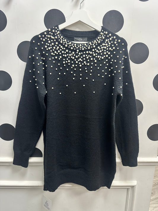 DMB Pearl embellished soft knit jumper in Black