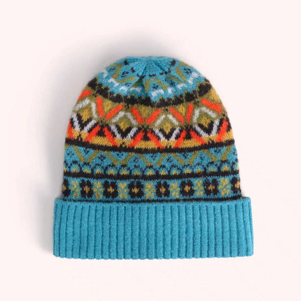 Powder Fair Isle Beanie, Teal Mix