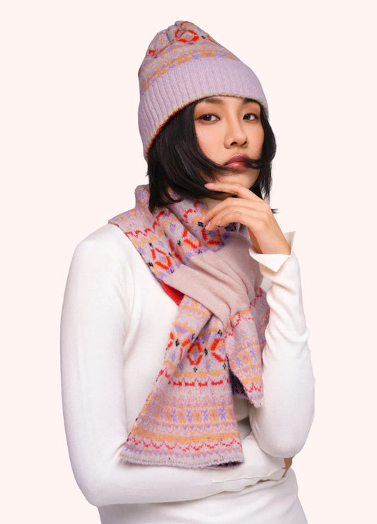 Powder Fair Isle Beanie, Cream Mix