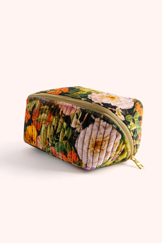POWDER QUILTED MAKEUP BAG - MIDNIGHT POSY
