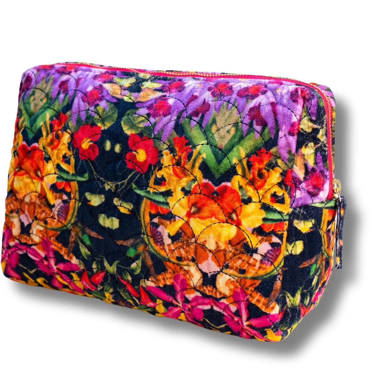 POWDER QUILTED VELVET WASHBAG - BOTANICAL KALEIDOSCOPE