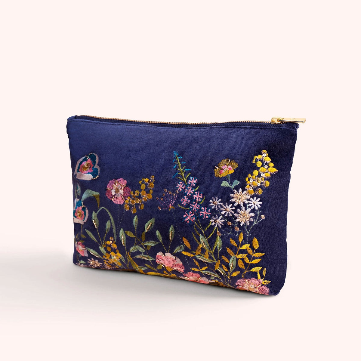 POWDER ZIP POUCH - NAVY FLORAL