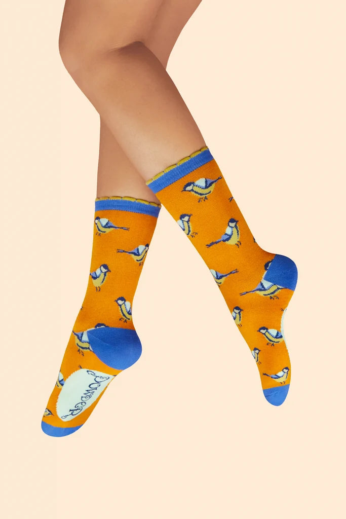 POWDER LADIES' ANKLE SOCKS - BRILLIANT BLUE TITS