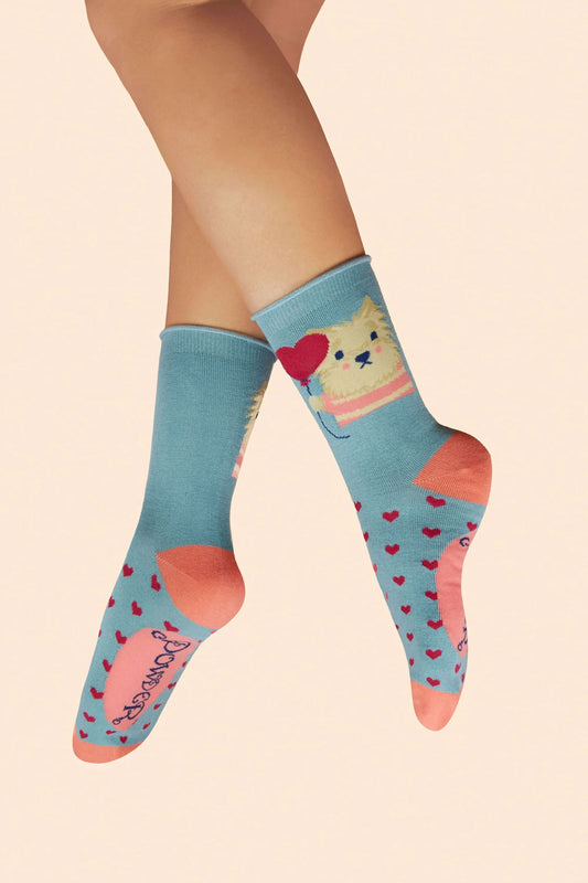 Powder Women’s Ankle Socks- Thoughtful Lover Pup
