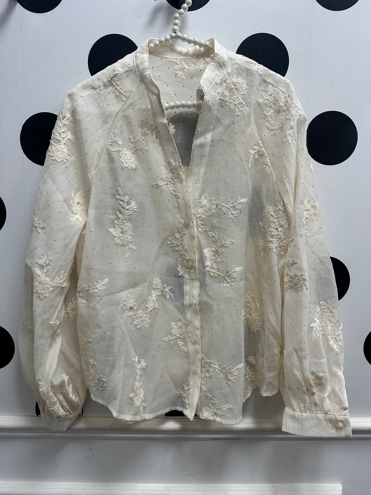 DMB Cream Sparkle Embroidered Blouse