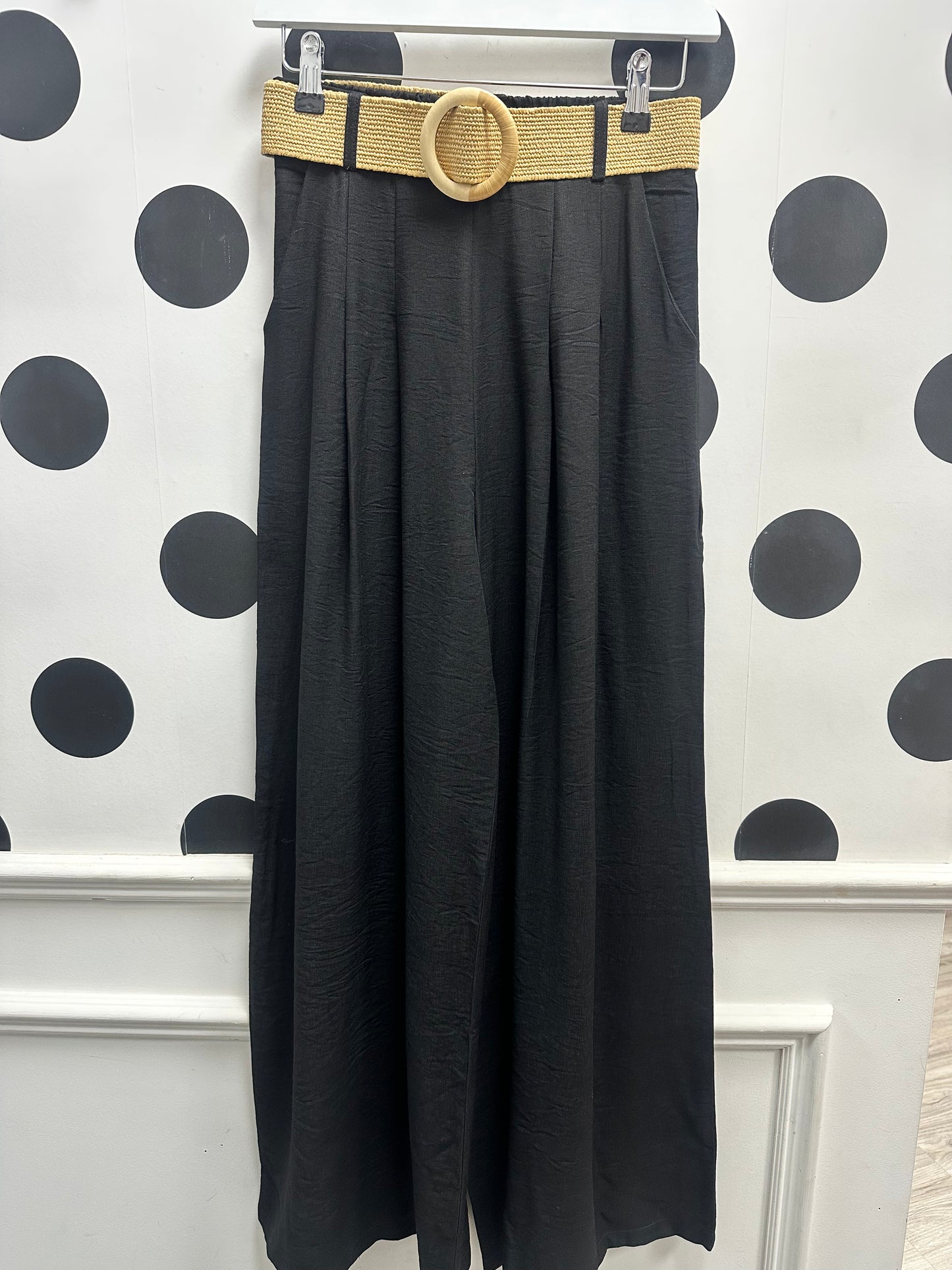 DMB Belted Wide Leg Trousers Black