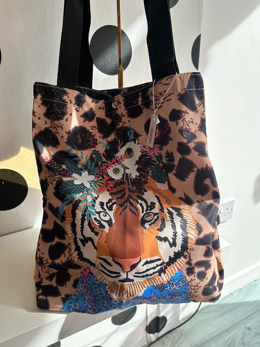 DMB Floral Tiger Button Tote Bag