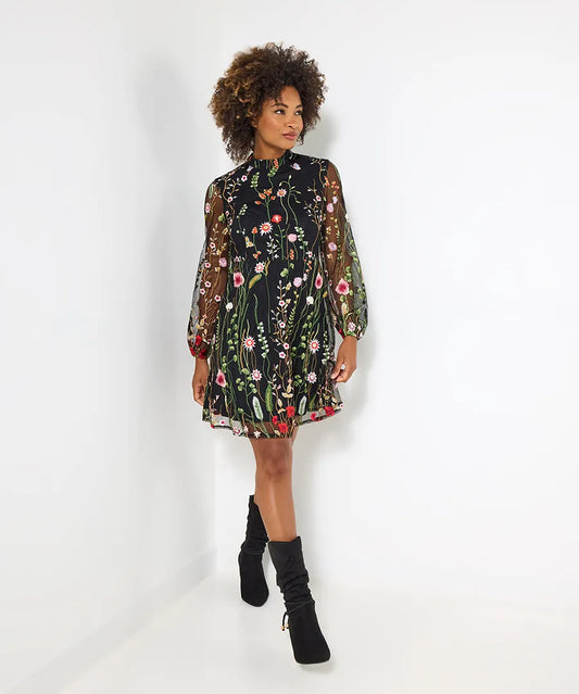 Joe Browns Black Floral Ophelia Embroidered Dress