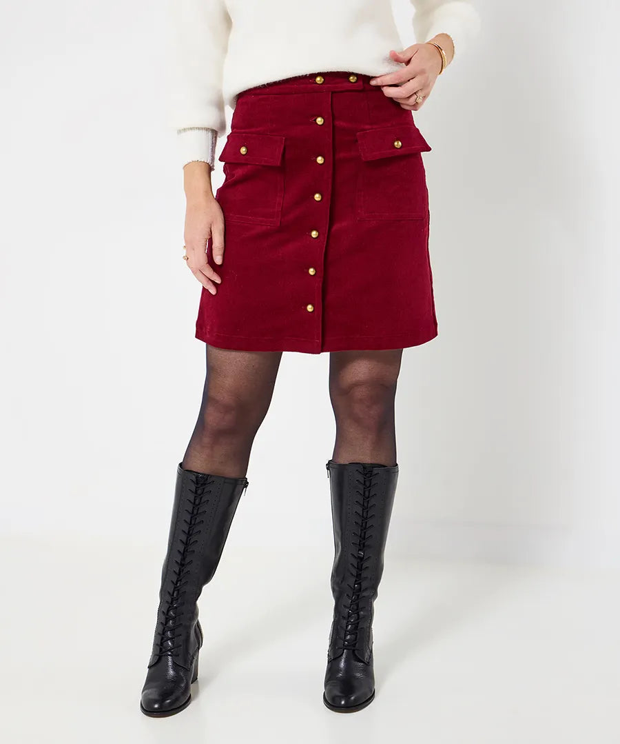 Joe Browns Wine Charming Cord Button Front Mini Skirt