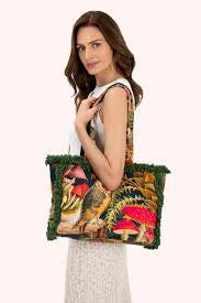 Powder FRINGED TOTE BAGS - WOODLAND OWL