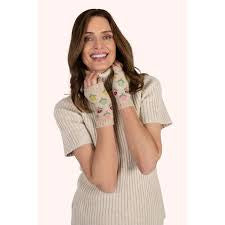 Powder WILLOW DITSY FLOWER WRIST WARMERS, CREAM